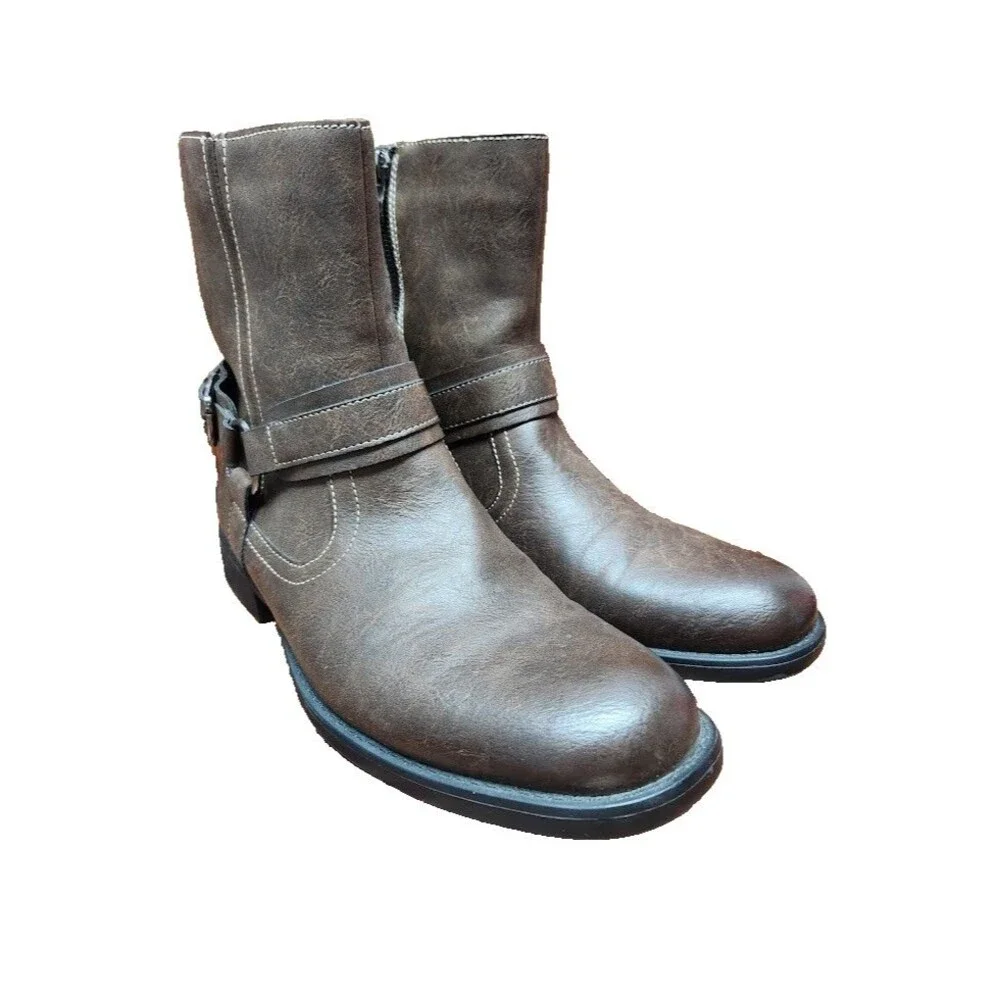 RW by Robert Wayne Conroy 207 Motorcycle Boots Men’s 10D Brown Leather Side Zip